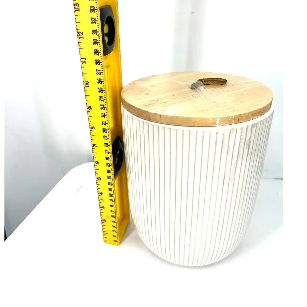West Elm Textured Kitchen Canister Large Lidded Jar Pantry Storage Table Decor